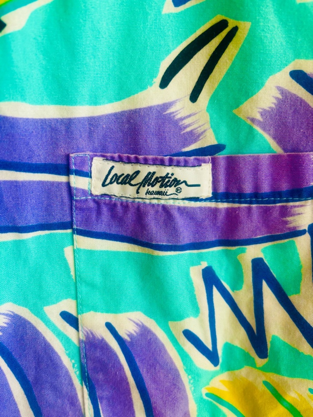 Vintage Local Motion 1980’s Abstract Neon Surfboard Hawaiian Shirt Size: Medium - Picture 3 of 4